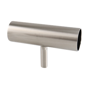 Reducing tee with 1.5-inch by 0.5-inch butt weld connections, made of 316L stainless steel, with a 15RA electropolished internal finish and 32RA outer finish, SF4 BPE compliant.