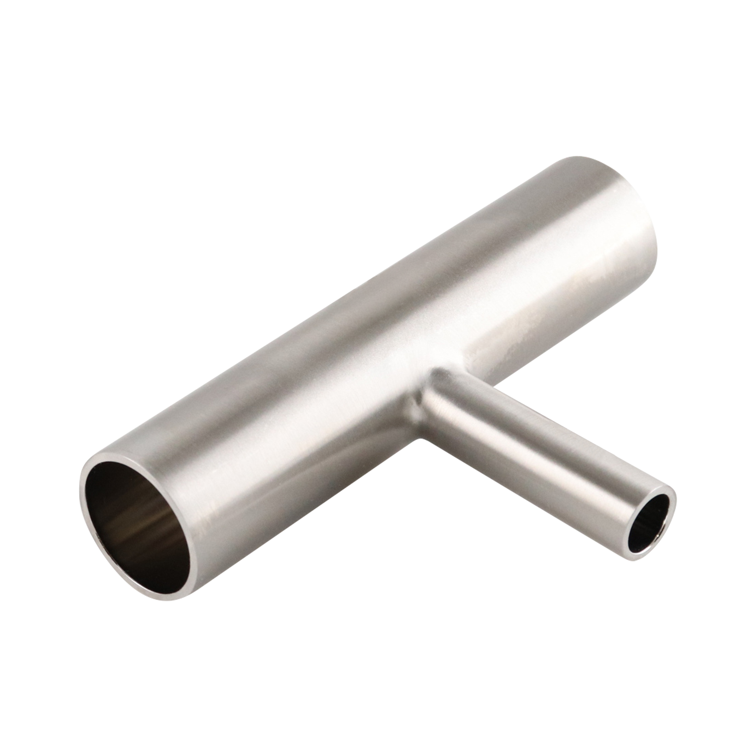 Reducing Tee, 1-inch to 0.5-inch butt weld connection, made of 316L stainless steel, with a 15RA electropolished inner diameter and 32RA outer diameter, compliant with SF4 BPE standards.