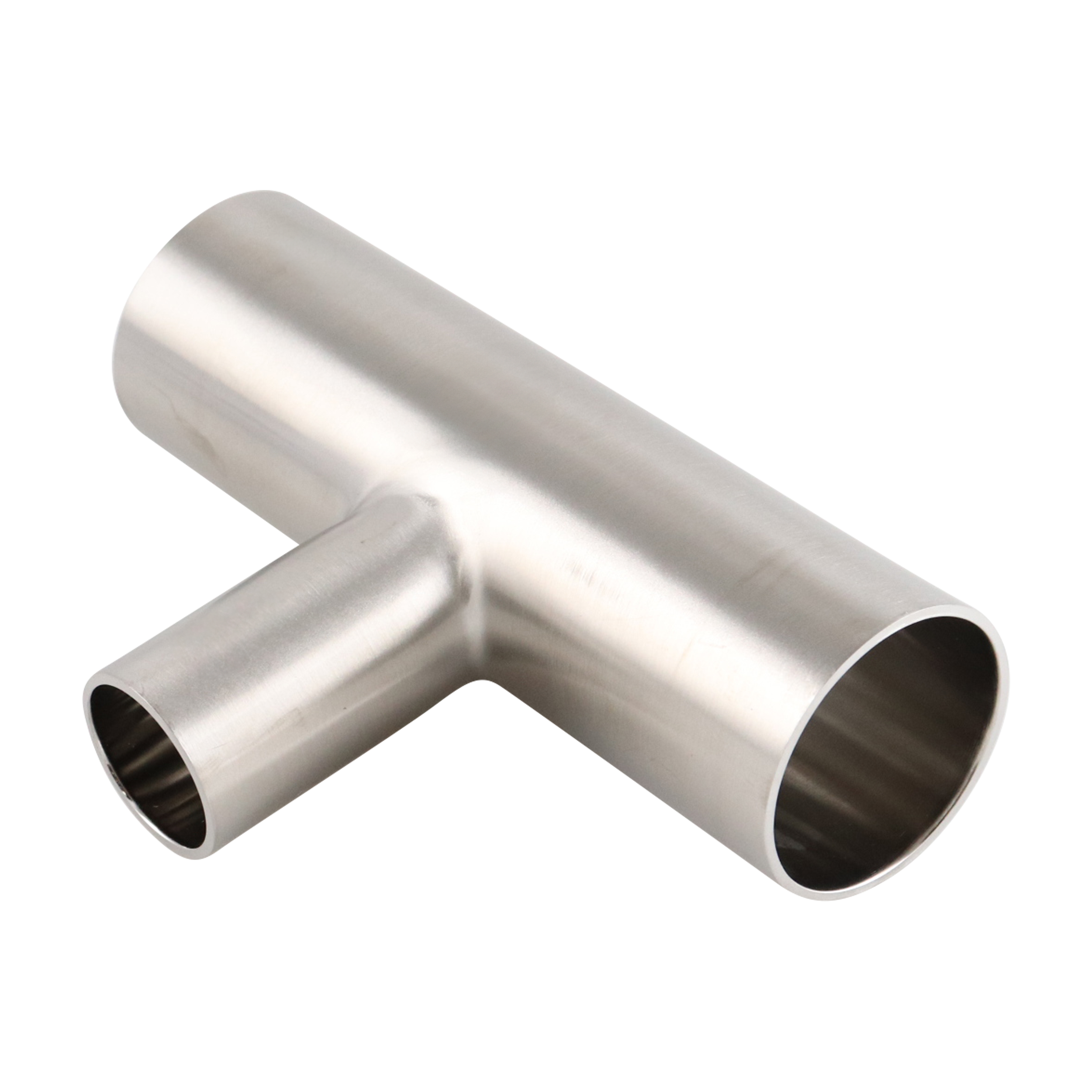 Reducing tee with dimensions 1.5 inches x 1 inch, butt weld connection, made from 316L stainless steel, 15RA EP internal finish and 32RA outer finish, SF4 BPE compliant.