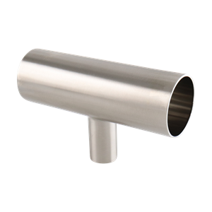Reducing Tee, 1.5-inch x 0.75-inch, Butt Weld connection, 316L stainless steel, 15RA electropolished ID, 32RA OD, SF4 BPE.