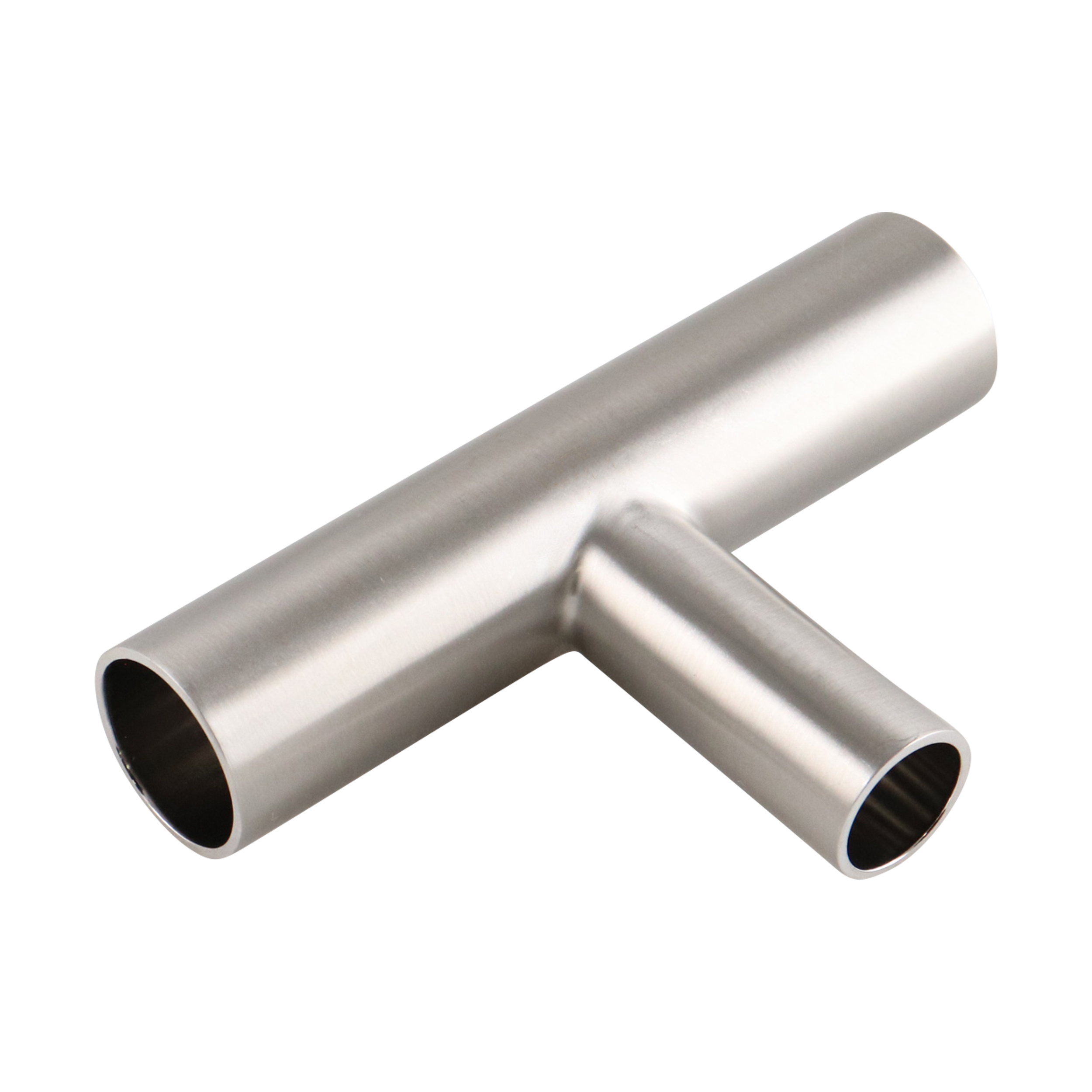 Reducing tee with a 1-inch by 0.75-inch butt weld connection, made of 316L stainless steel, with a 15RA EP inner diameter finish and a 32RA outer diameter finish, SF4 BPE compliant.