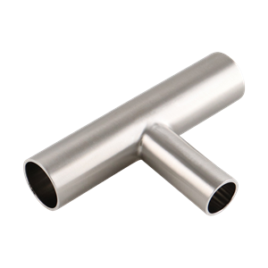 Reducing tee with a 1-inch by 0.75-inch butt weld connection, made of 316L stainless steel, with a 15RA EP inner diameter finish and a 32RA outer diameter finish, SF4 BPE compliant.