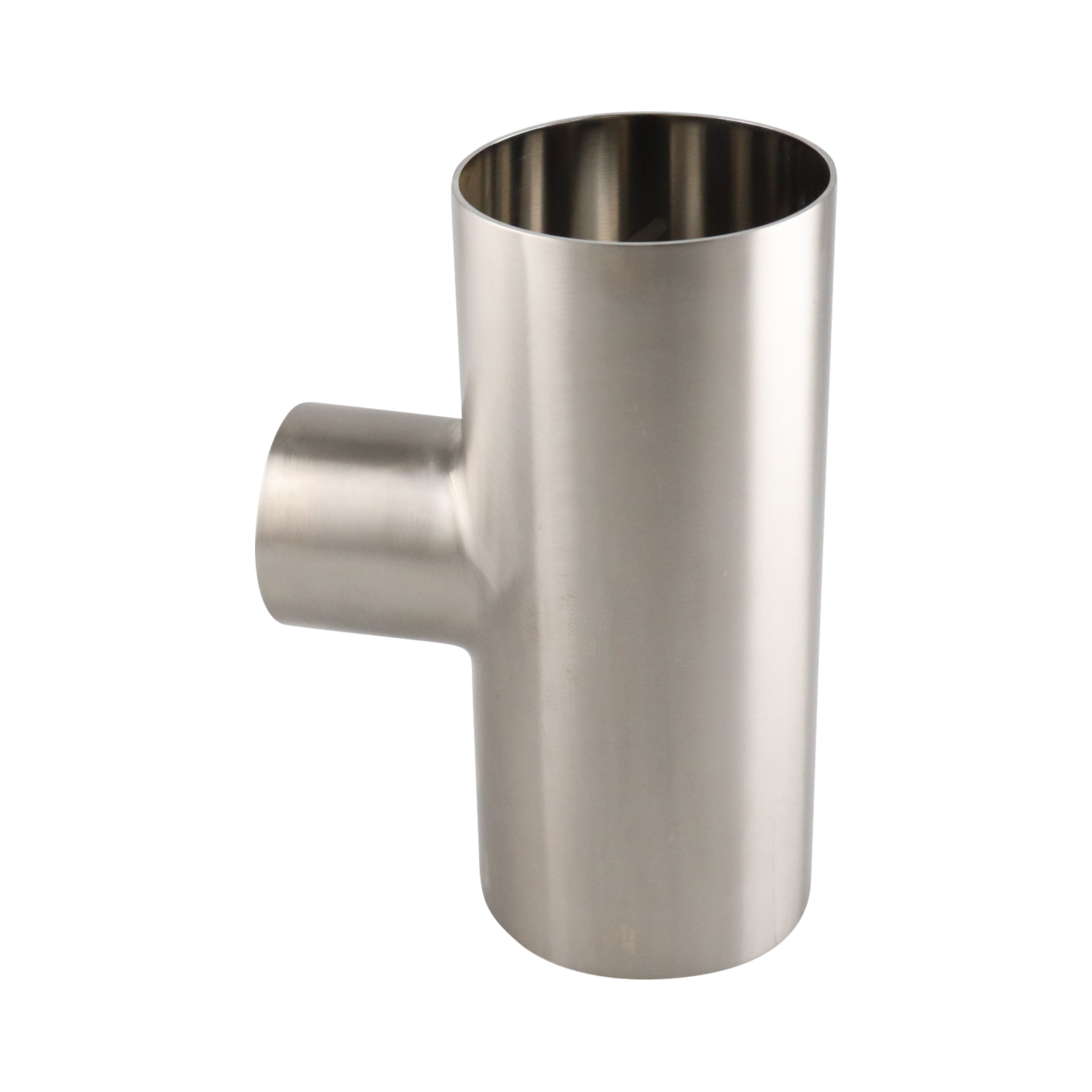 reducing tee, 3-inch x 2-inch butt-weld, made from 304 stainless steel, with 32RA interior and exterior surface finish