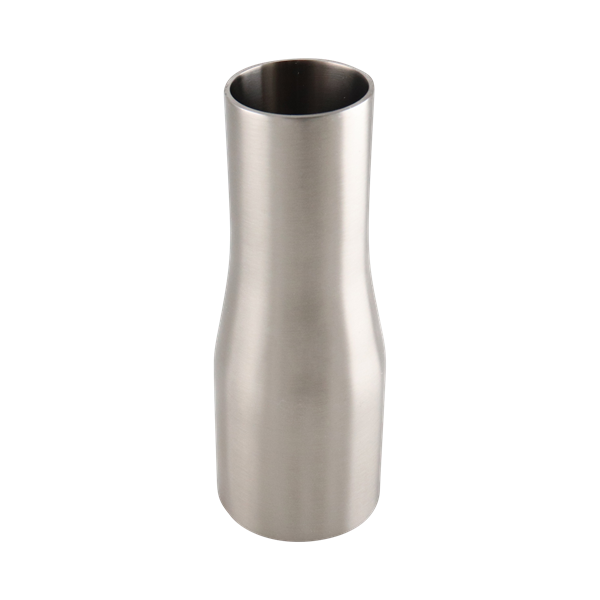 Concentric reducer, 2-inch by 1.5-inch butt weld connection, made of 316L stainless steel, with a 5.25-inch overall length, 20RA inner diameter finish, and 32RA outer diameter finish, SF1 compliant.