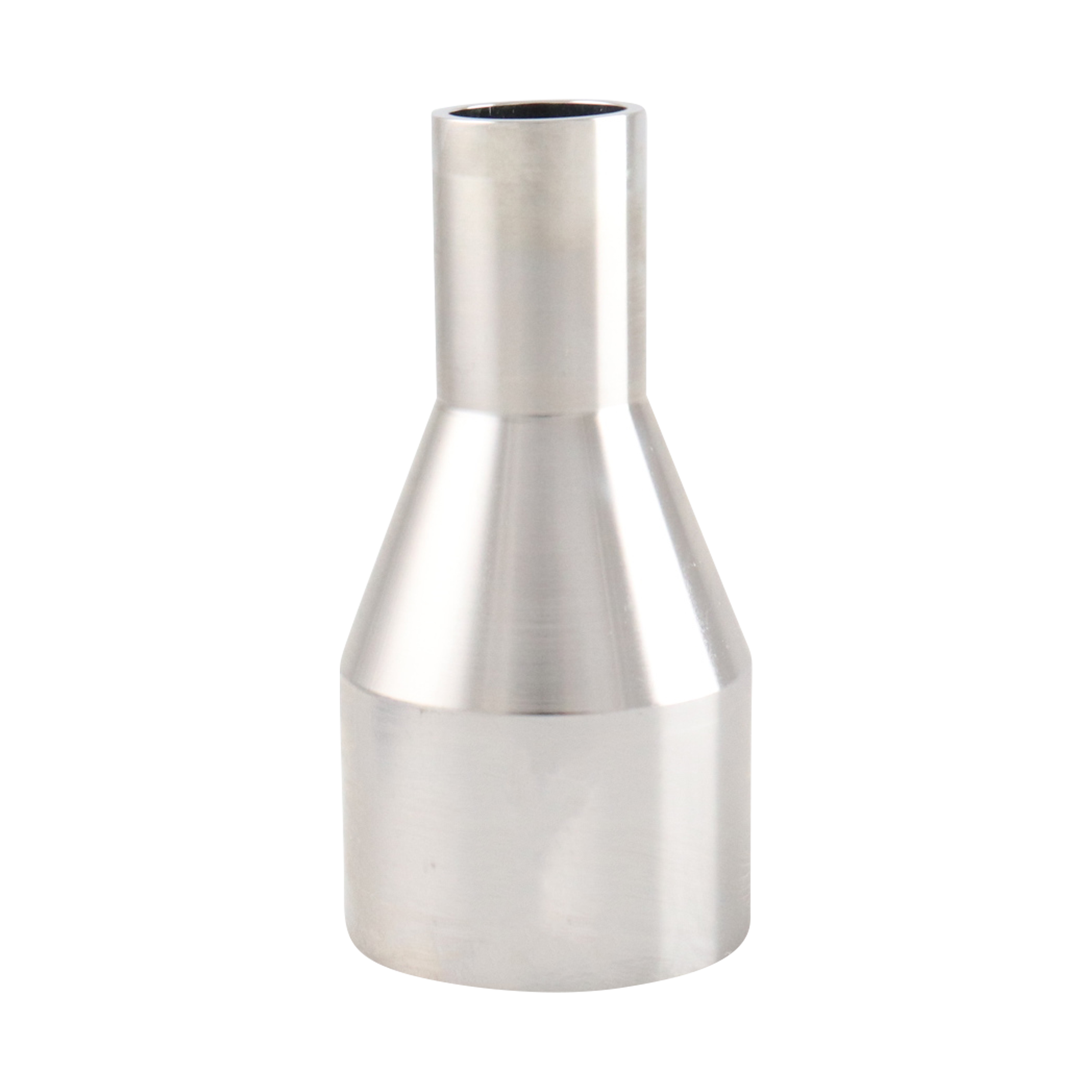 Concentric Reducer, 1.5-inch x 0.5-inch, Butt Weld connection, made of 316L stainless steel, 3 inches long, 15RA electropolished internal surface finish, 32RA external finish, SF4 BPE compliant.