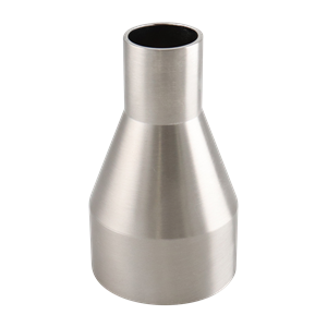 Concentric Reducer, 2-inch to 1-inch butt weld connection, made of 316L stainless steel, with a 3.375-inch overall length, 15RA electropolished inner diameter, and 32RA outer diameter, compliant with SF4 BPE standards.