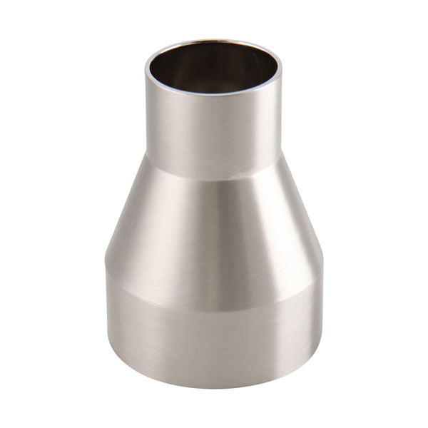 Concentric reducer 2.5x1.5 butt weld 316L 3.375" OAL 15Ra EP inner diameter 32Ra BPE SF4