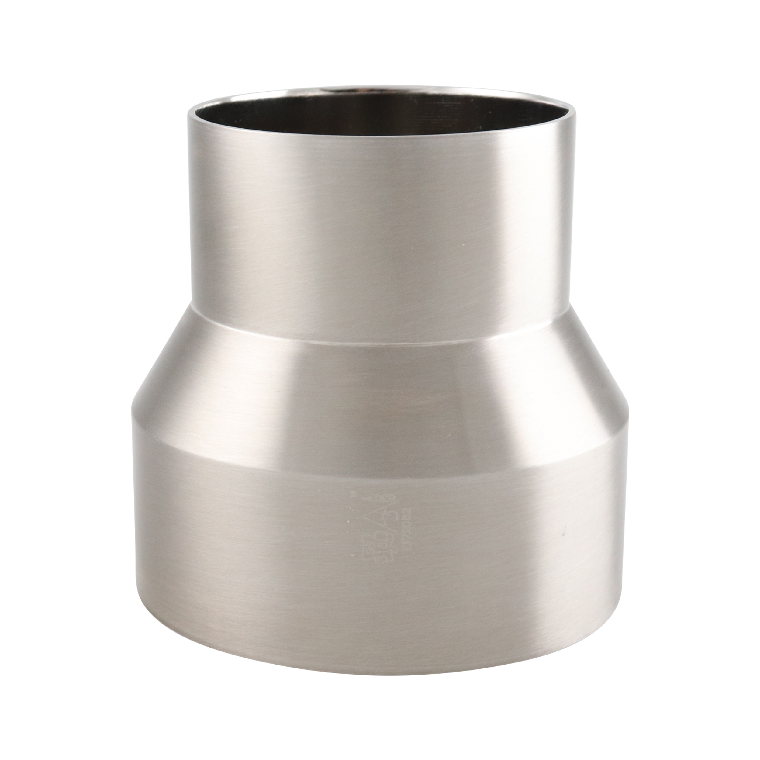 Concentric Reducer, 4-inch x 3-inch, Butt Weld connection, made of 316L stainless steel, 3.875 inches long, 15RA electropolished internal surface finish, 32RA external finish, SF4 BPE compliant.