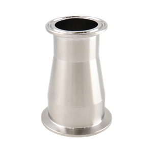 Concentric Reducer, 2-inch x 1.5-inch, Tri-Clamp connection, made of 316L stainless steel, 3.5 inches long, 15RA electropolished internal surface finish, 32RA external finish, SF4 BPE compliant.