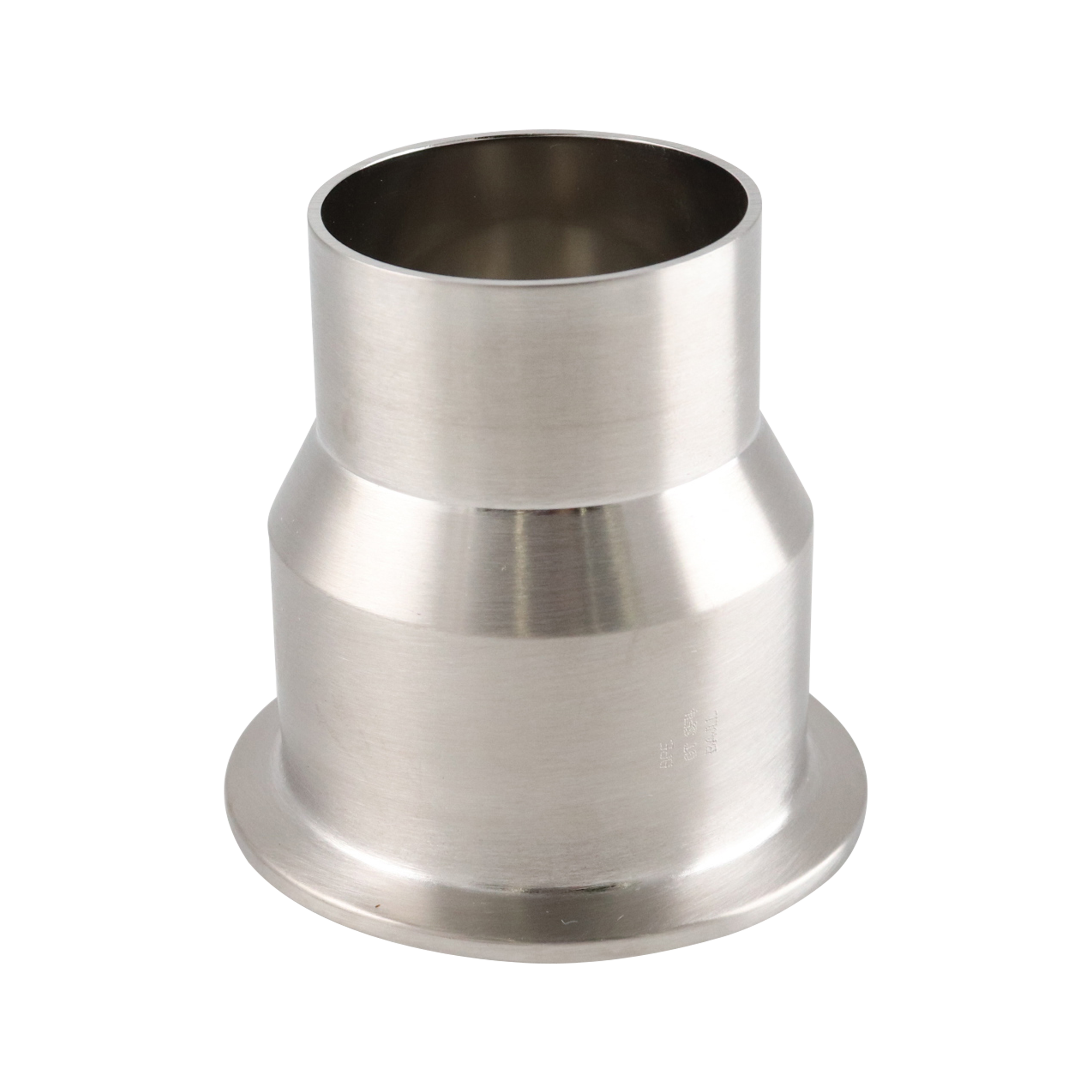 Concentric reducer 2.5x2 tri-clamp x butt weld 3" OAL 15Ra EP ID 32Ra OD SF4 BPE