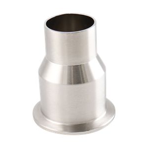 Concentric reducer 2x1.5 tri-clamp x butt weld 3" OAL with 15Ra electropolished inner diameter 32Ra outer diameter BPE SF4 finish