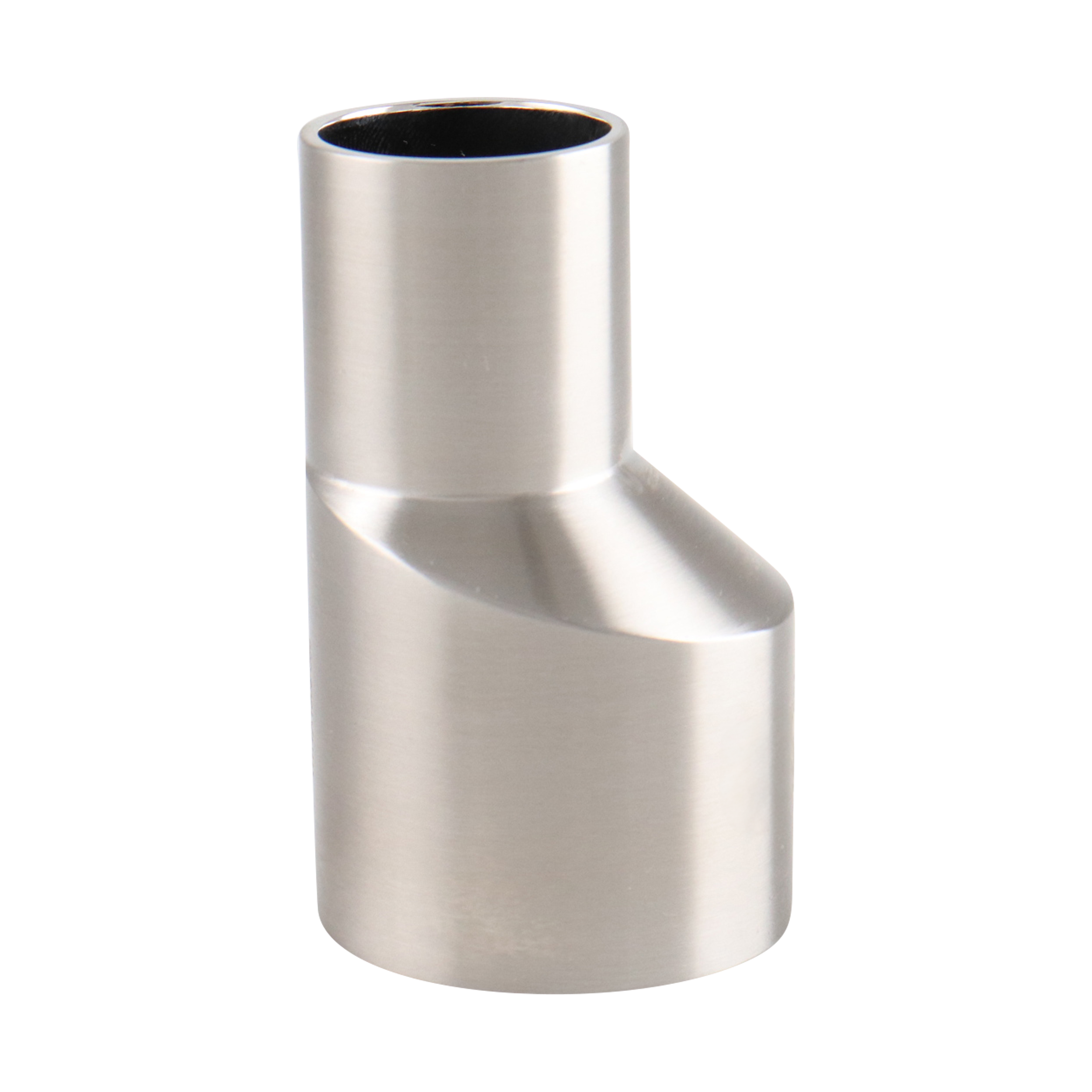 eccentric reducer, 1.5-inch x 1-inch butt-weld, made from 316L stainless steel, with 2.5-inch overall length, 15RA EP interior and 32RA exterior surface finish, SF4 BPE compliant
