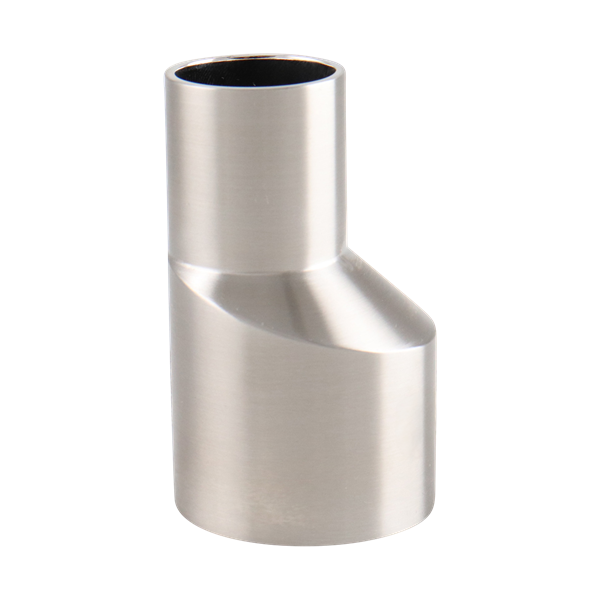 eccentric reducer, 1.5-inch x 1-inch butt-weld, made from 316L stainless steel, with 2.5-inch overall length, 15RA EP interior and 32RA exterior surface finish, SF4 BPE compliant