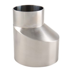 Eccentric reducer, 3-inch by 2-inch butt weld connection, 3.375-inch overall length, made of 316L stainless steel, with a 15RA electro-polished inner diameter finish and 32RA outer diameter finish, SF4 BPE compliant.