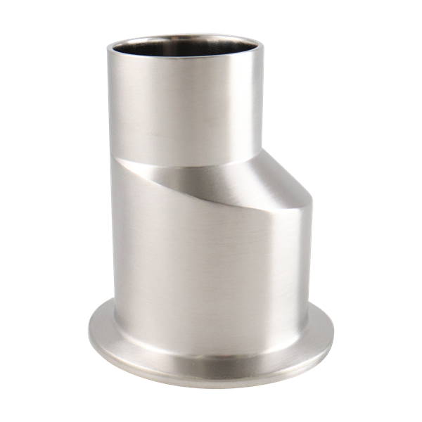 Eccentric Reducer, 2-inch x 1.5-inch, Tri-Clamp to Butt Weld connection, made of 316L stainless steel, 3 inches long, 15RA electropolished internal surface finish, 32RA external finish, SF4 BPE compliant.