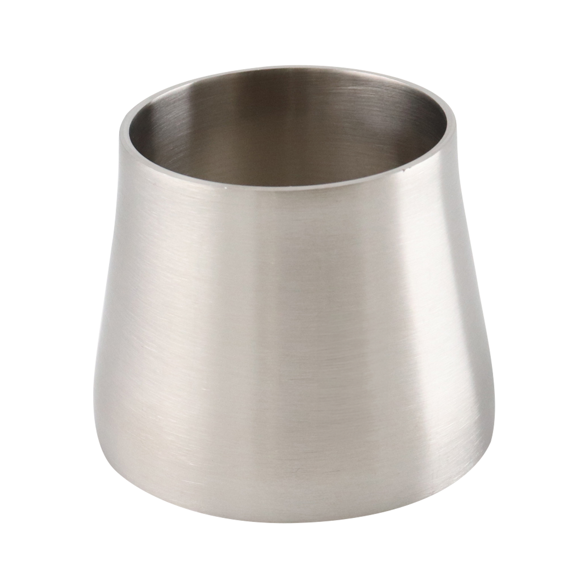 concentric reducer, 2.5-inch x 2-inch butt-weld, made from 304 stainless steel, with 2-inch overall length and 32RA interior and exterior surface finish