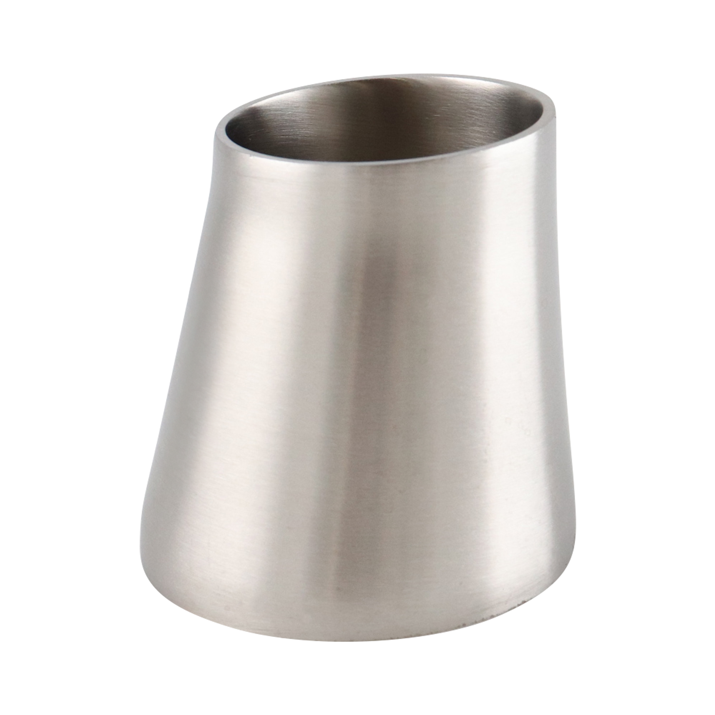 eccentric reducer, 2-inch x 1.5-inch butt-weld, made from 304 stainless steel, with 2-inch overall length and 32RA interior and exterior surface finish