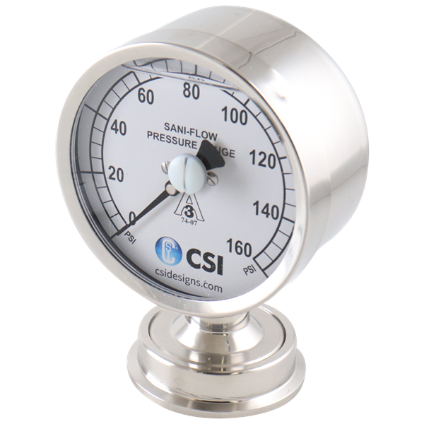 Pharma gauge 1.5" tri-clamp bottom mount 0-160 PSI 3.5" dial glycerin fill