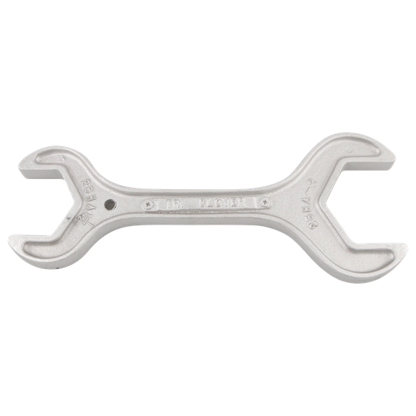 Long double-end wrench, 2-inch x 1.5-inch, made from aluminum with BS specifications.