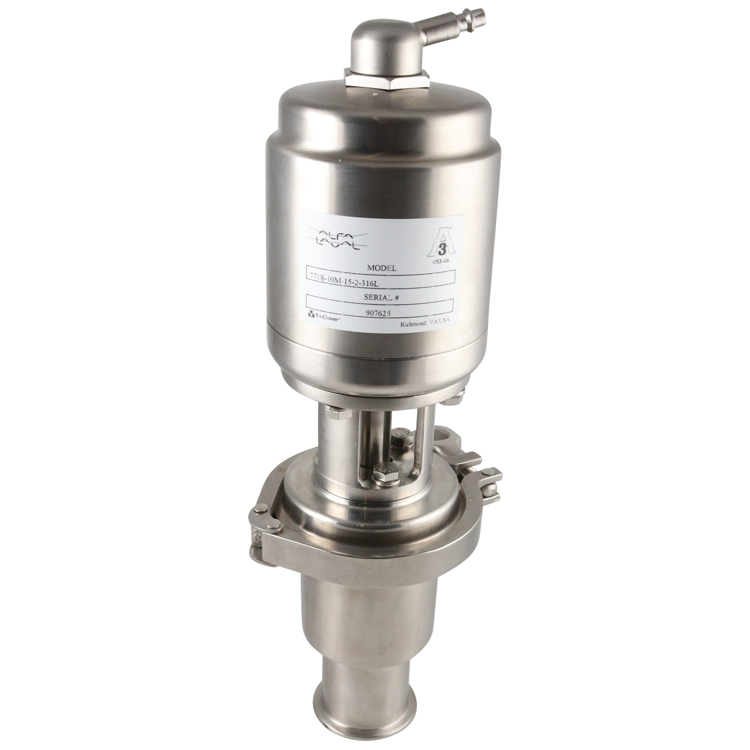 Throttling valve, 2" tri-clamp, N/O