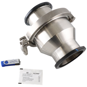 Spring check valve with dimensions 3-inch tri-clamp, made from 316 stainless steel, featuring a Viton seal.
