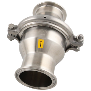 Spring check valve, horizontal, 2" tri-clamp, 316