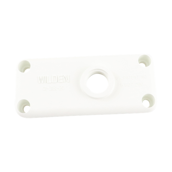 Muffler plate compatible with P1 and P2 Wilden pump models.