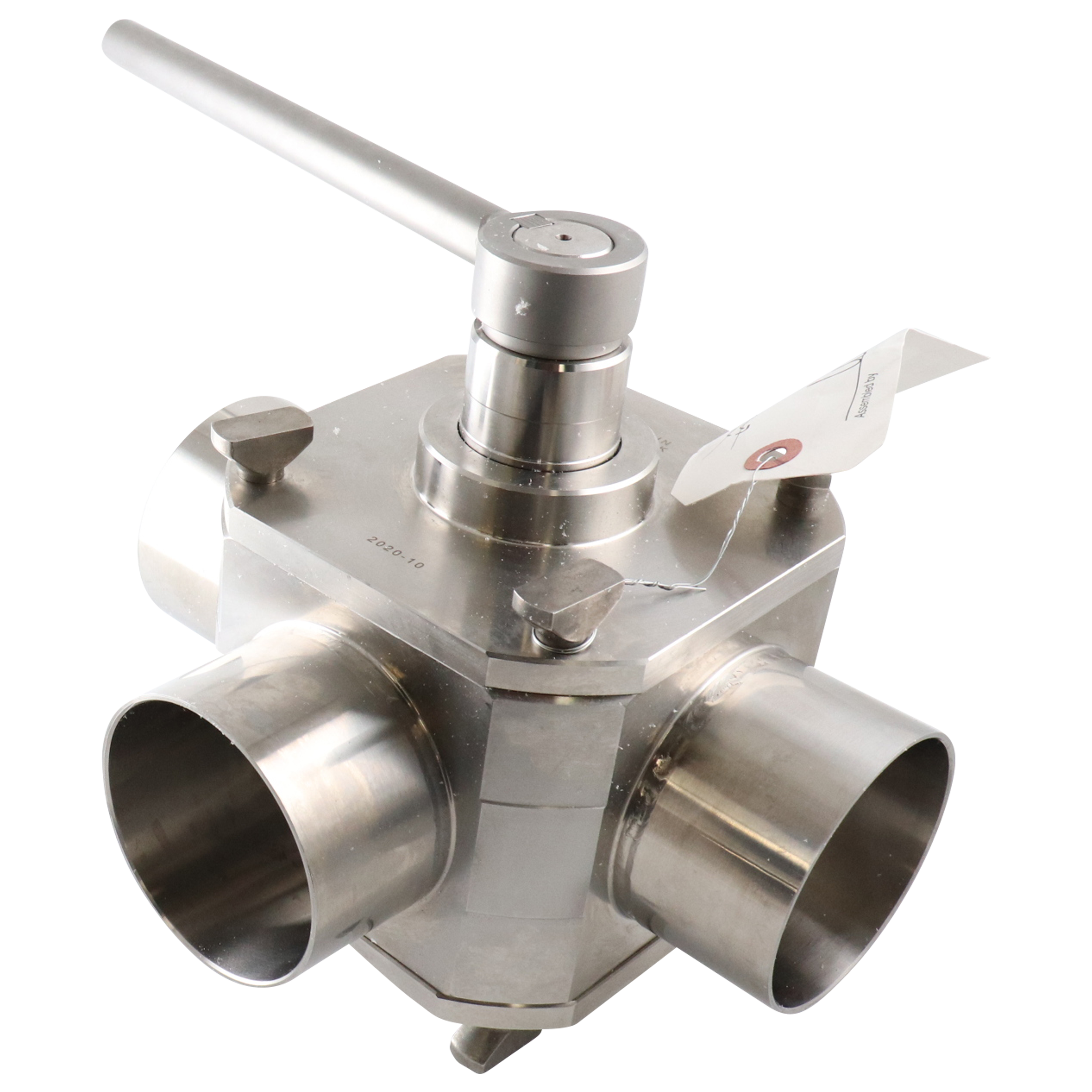 Koltek valve, 3-way, 3" butt weld, EPDM, 316L, w/ handle