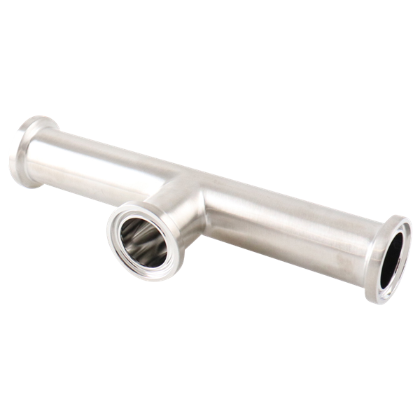 Short outlet tee 0.75" tri-clamp 316L with 15Ra electropolished inner diameter 32Ra outer diameter BPE SF4 finish