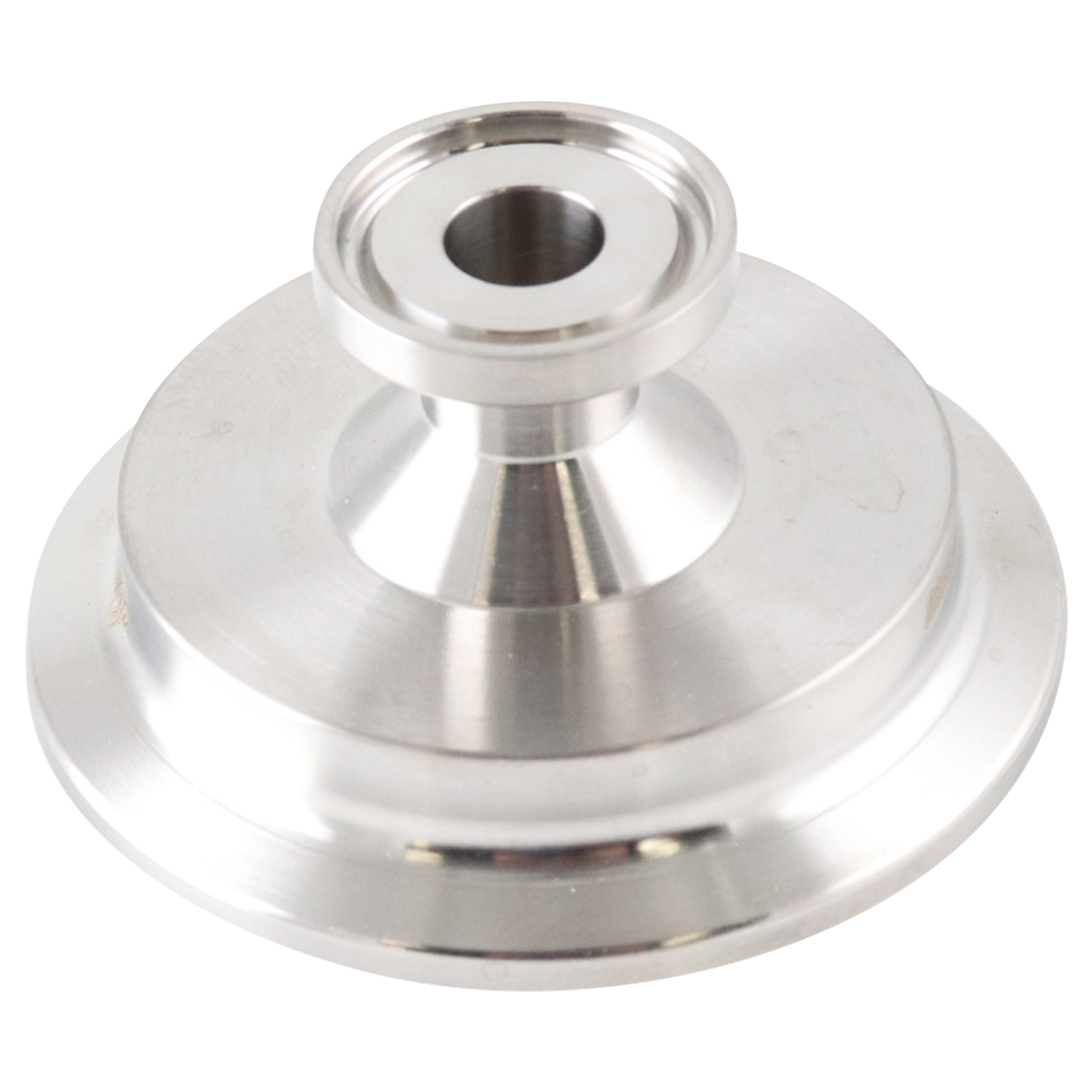 Conical instrument gauge reducer, 2x0.5, tri-clamp, 316L, 1.25" OAL, 20Ra ID, 32Ra OD