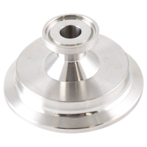 Conical instrument gauge reducer, 2x0.5, tri-clamp, 316L, 1.25" OAL, 20Ra ID, 32Ra OD