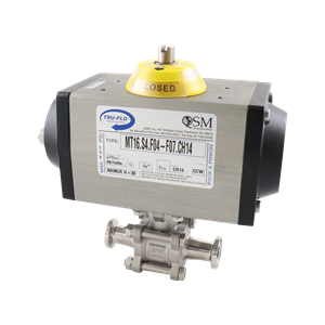 Ball valve 0.5" tri-clamp, PTFE cavity fill, normally closed, 316L, QSM