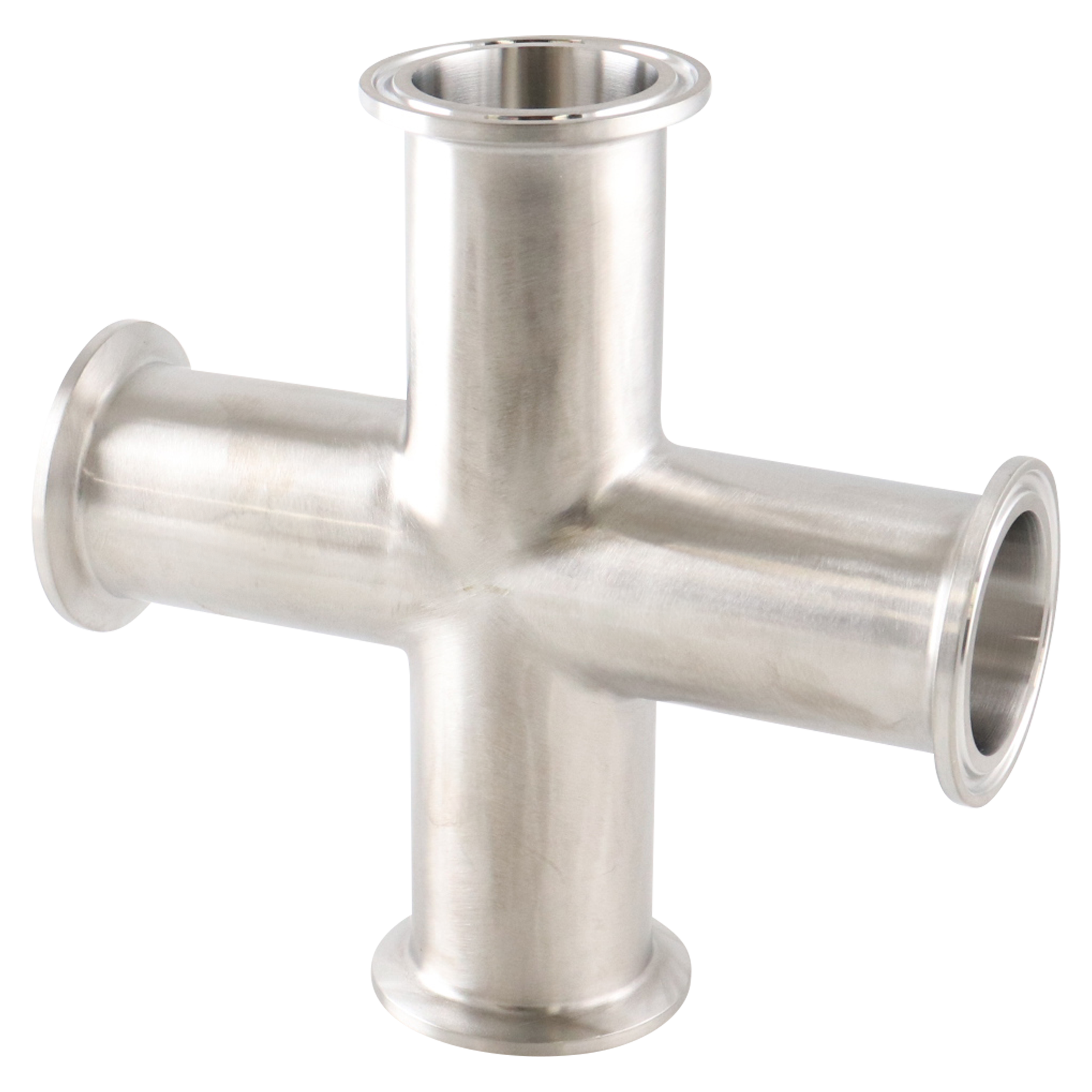 Cross, 1.5" tri-clamp, 304, 32Ra ID, 32Ra OD