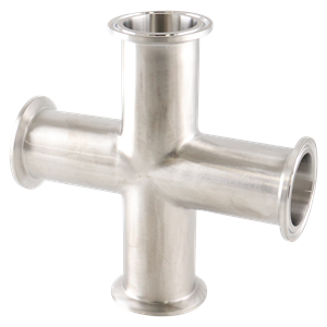 Cross, 1.5" tri-clamp, 304, 32Ra ID, 32Ra OD