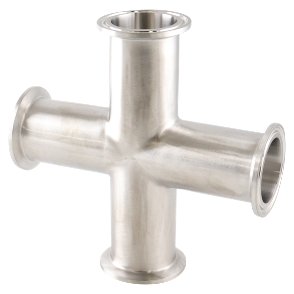 Cross, 1.5" tri-clamp, 304, 32Ra ID, 32Ra OD