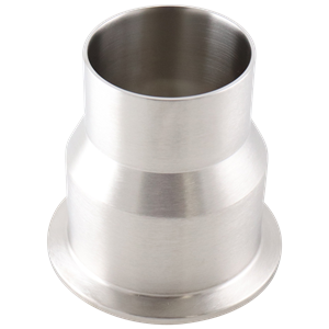 Concentric reducer 2.5" x 1.5" tri-clamp x butt weld, 3.875" overall length, 20Ra inner diameter, 32Ra outer diameter, SF1 bpe finish
