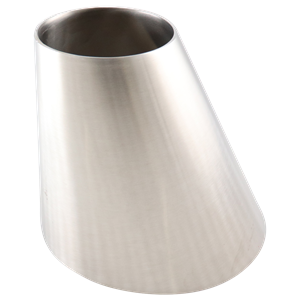 Eccentric Reducer, 6-inch x 3-inch, Butt Weld connection, made of 316L stainless steel, 5.5 inches long, 32RA internal and external surface finish.