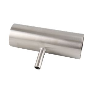 reducing tee, 2-inch x 0.5-inch butt-weld, made from 316L stainless steel, with 20RA interior and 32RA exterior surface finish, SF1 BPE compliant
