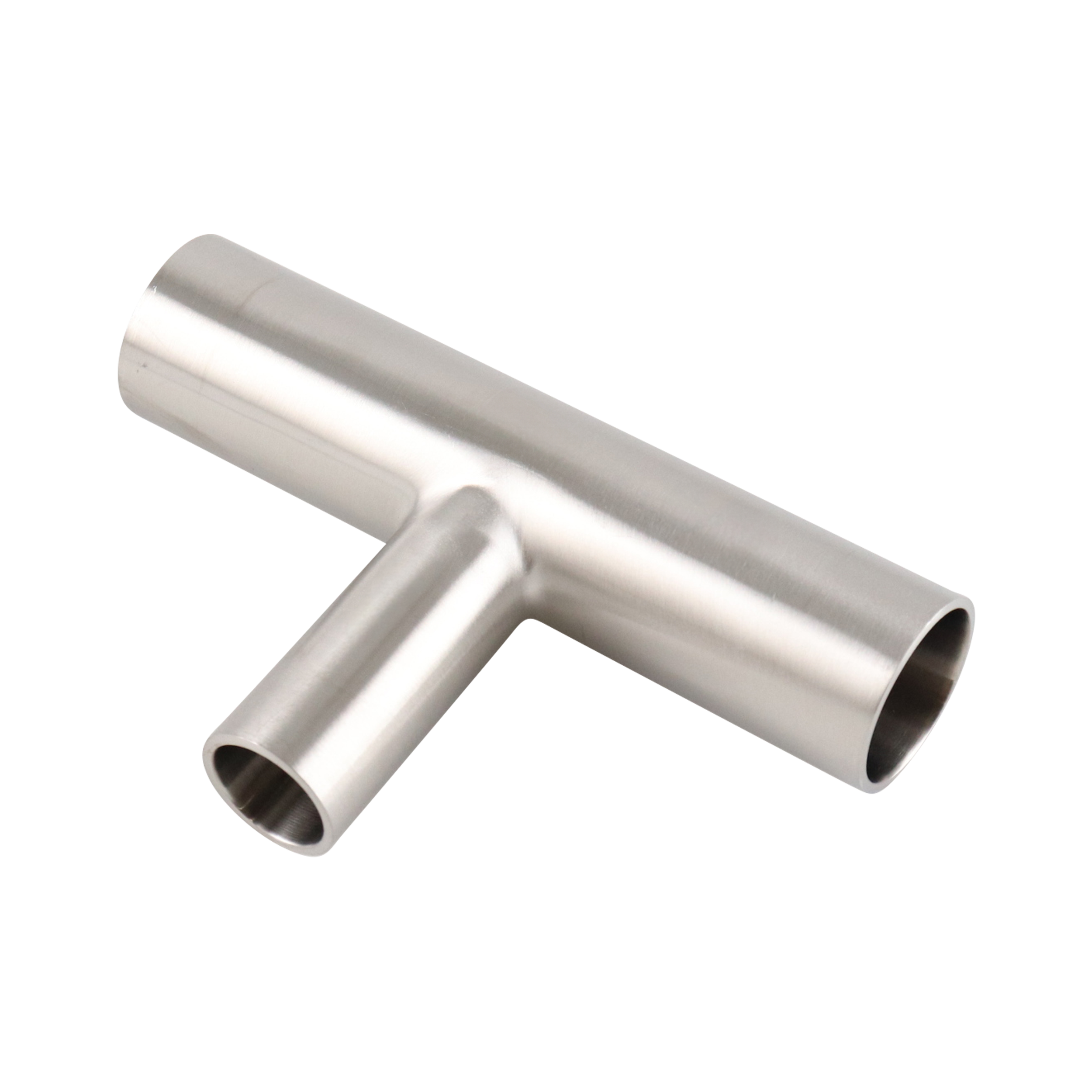 reducing tee, 1-inch x 0.75-inch butt-weld, made from 316L stainless steel, with 20RA interior and 32RA exterior surface finish, SF1 BPE compliant
