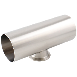 reducing tee, 2.5-inch x 1.5-inch Tri-Clamp, short branch, made from 316L stainless steel, with 20RA interior and 32RA exterior surface finish, SF1 BPE compliant
