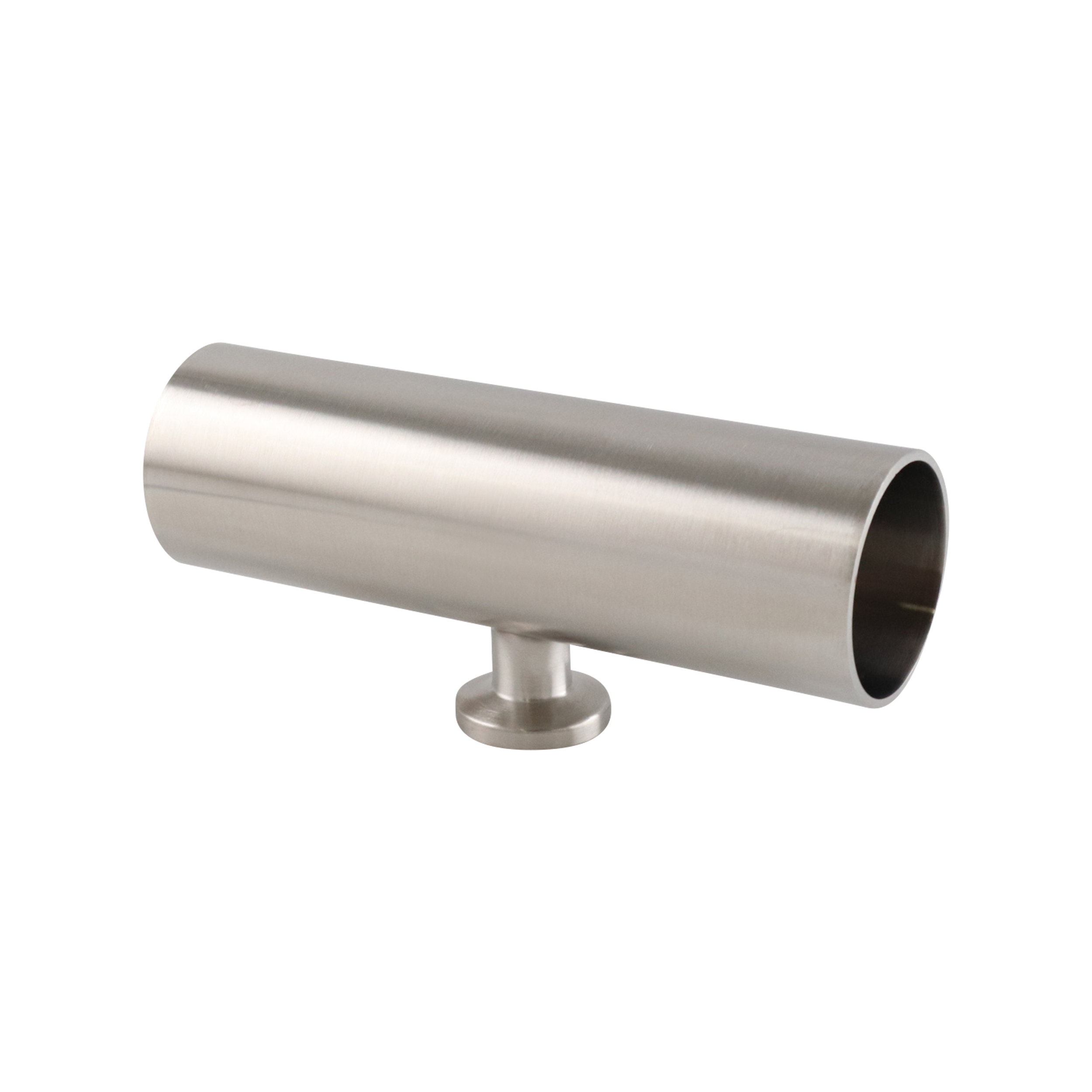 reducing tee, 1.5-inch x 0.5-inch Tri-Clamp, short branch, made from 316L stainless steel, with 20RA interior and 32RA exterior surface finish, SF1 BPE compliant
