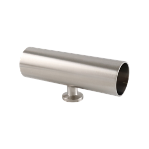 reducing tee, 1.5-inch x 0.5-inch Tri-Clamp, short branch, made from 316L stainless steel, with 20RA interior and 32RA exterior surface finish, SF1 BPE compliant