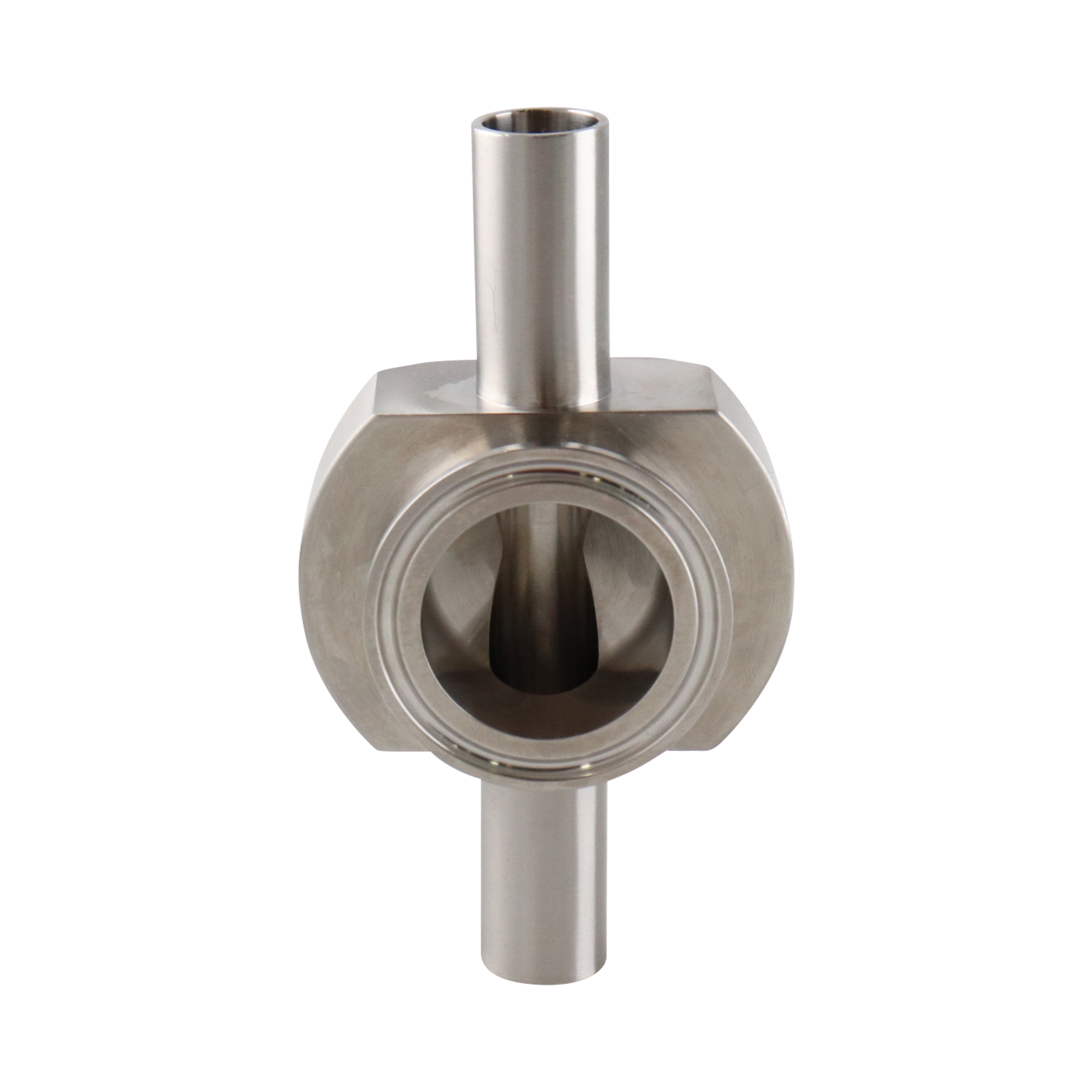 instrument tee, 0.75-inch x 1.5-inch butt-weld with Tri-Clamp branch, made from 316L stainless steel, with 20RA interior and 32RA exterior surface finish, SF1 BPE compliant