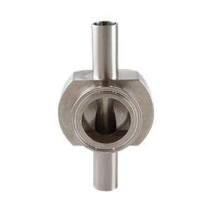 instrument tee, 0.75-inch x 1.5-inch butt-weld with Tri-Clamp branch, made from 316L stainless steel, with 20RA interior and 32RA exterior surface finish, SF1 BPE compliant
