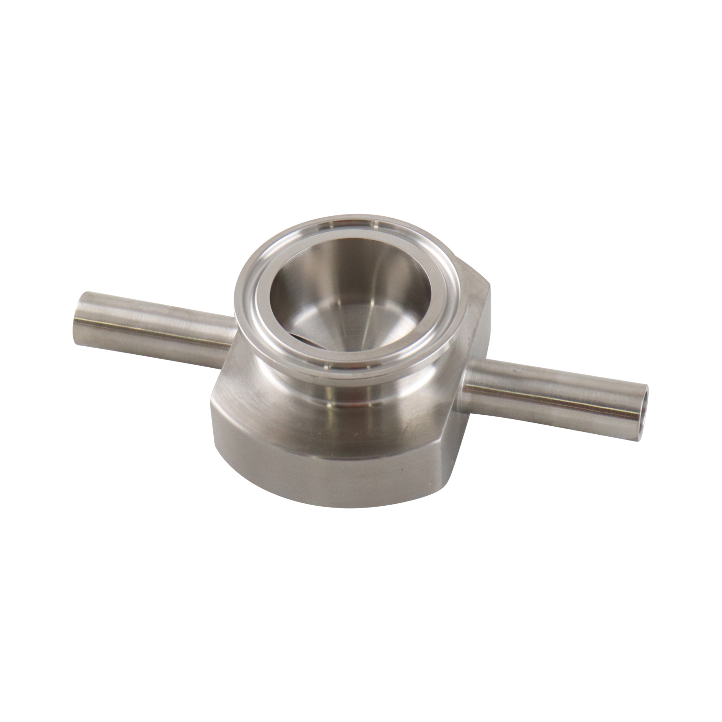 instrument tee, 0.5-inch x 1.5-inch butt-weld with Tri-Clamp branch, made from 316L stainless steel, with 20RA interior and 32RA exterior surface finish, SF1 BPE compliant

