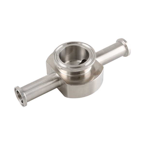 Instrumentation tee, 0.75" x 1.5" tri-clamp connections, 316L stainless steel, 20RA internal finish, and 32RA external finish, SF1 BPE compliant.
