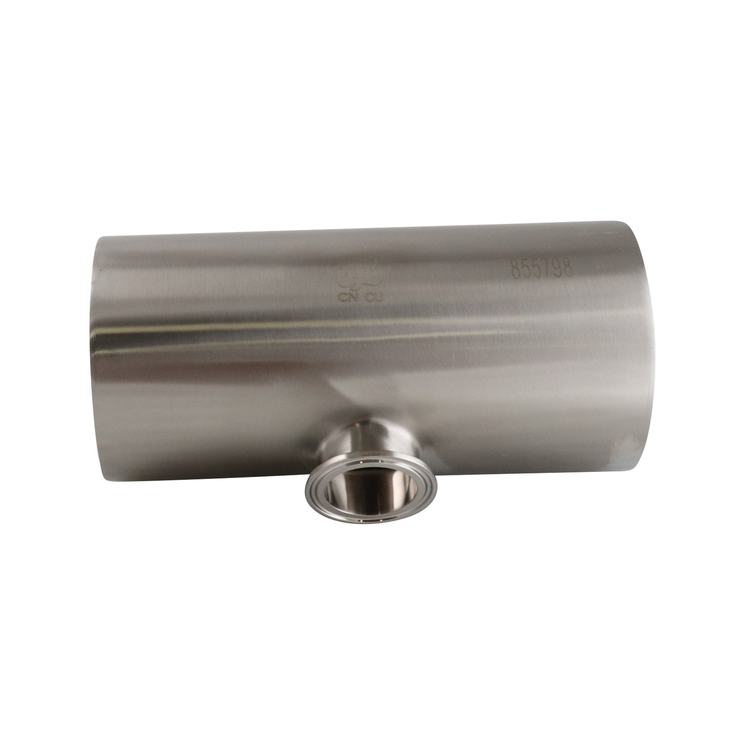 Reducing tee 4x1.5 tri-clamp short branch 316L with 15Ra electropolished inner diameter 32Ra outer diameter BPE SF4 finish