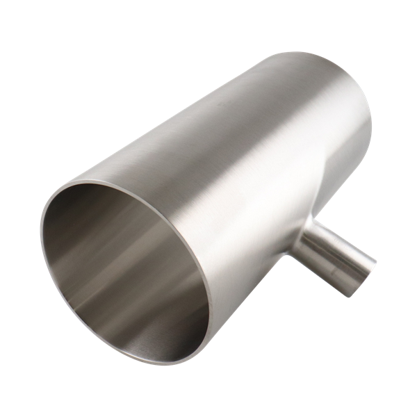 Reducing tee with 4-inch by 1.5-inch butt weld connections, made from 316L stainless steel, with a 20RA internal and 32RA outer surface finish, SF1 BPE compliant.

