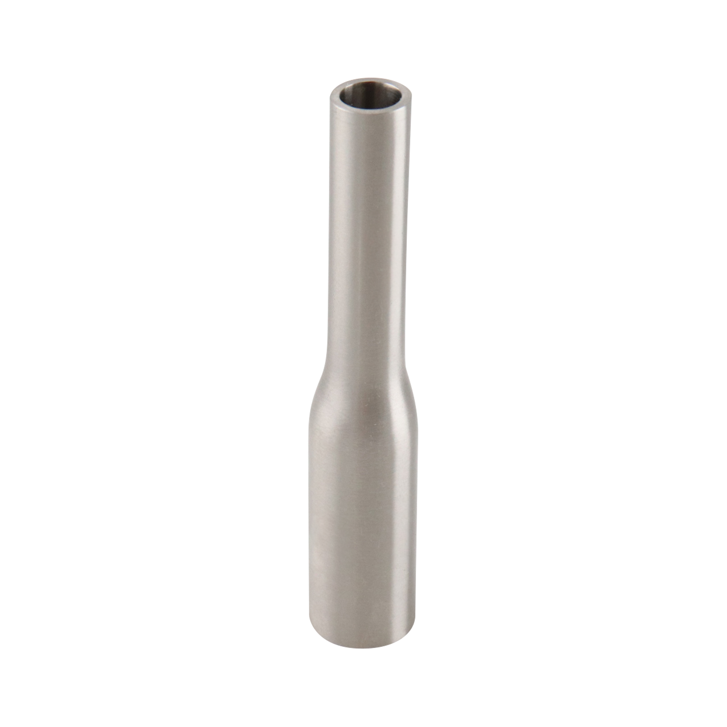 Concentric reducer, 0.75-inch to 0.5-inch butt weld, 316L stainless steel, 4-inch overall length, 20RA inner diameter, 32RA outer diameter, BPE SF1 compliant.