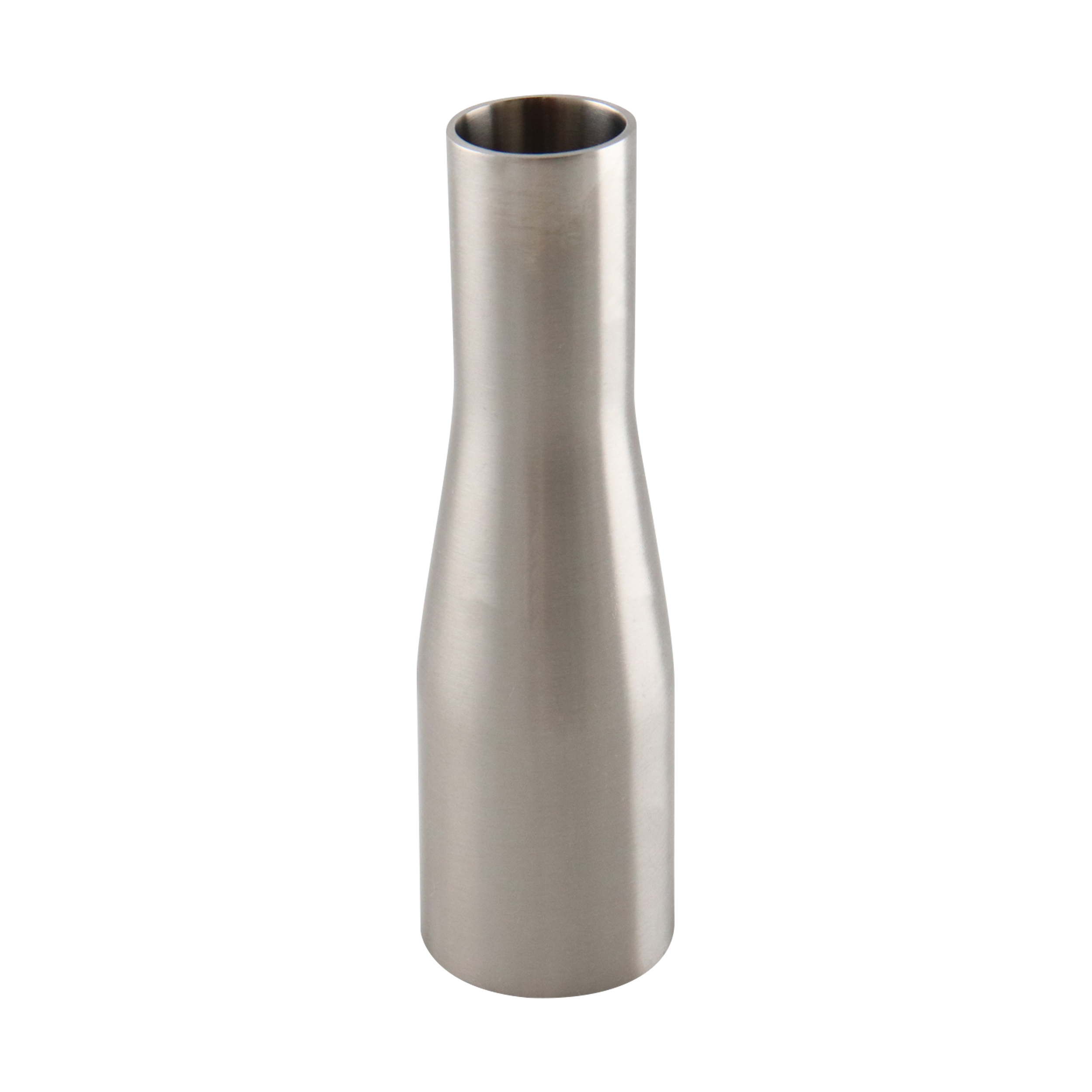 Concentric reducer, 1.5-inch by 1-inch butt weld connection, made of 316L stainless steel, 5-inch overall length, with a 20RA inner diameter finish and 32RA outer diameter finish, SF1 compliant.